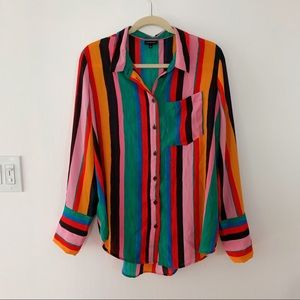 Who What Wear Multi Colored Button Up